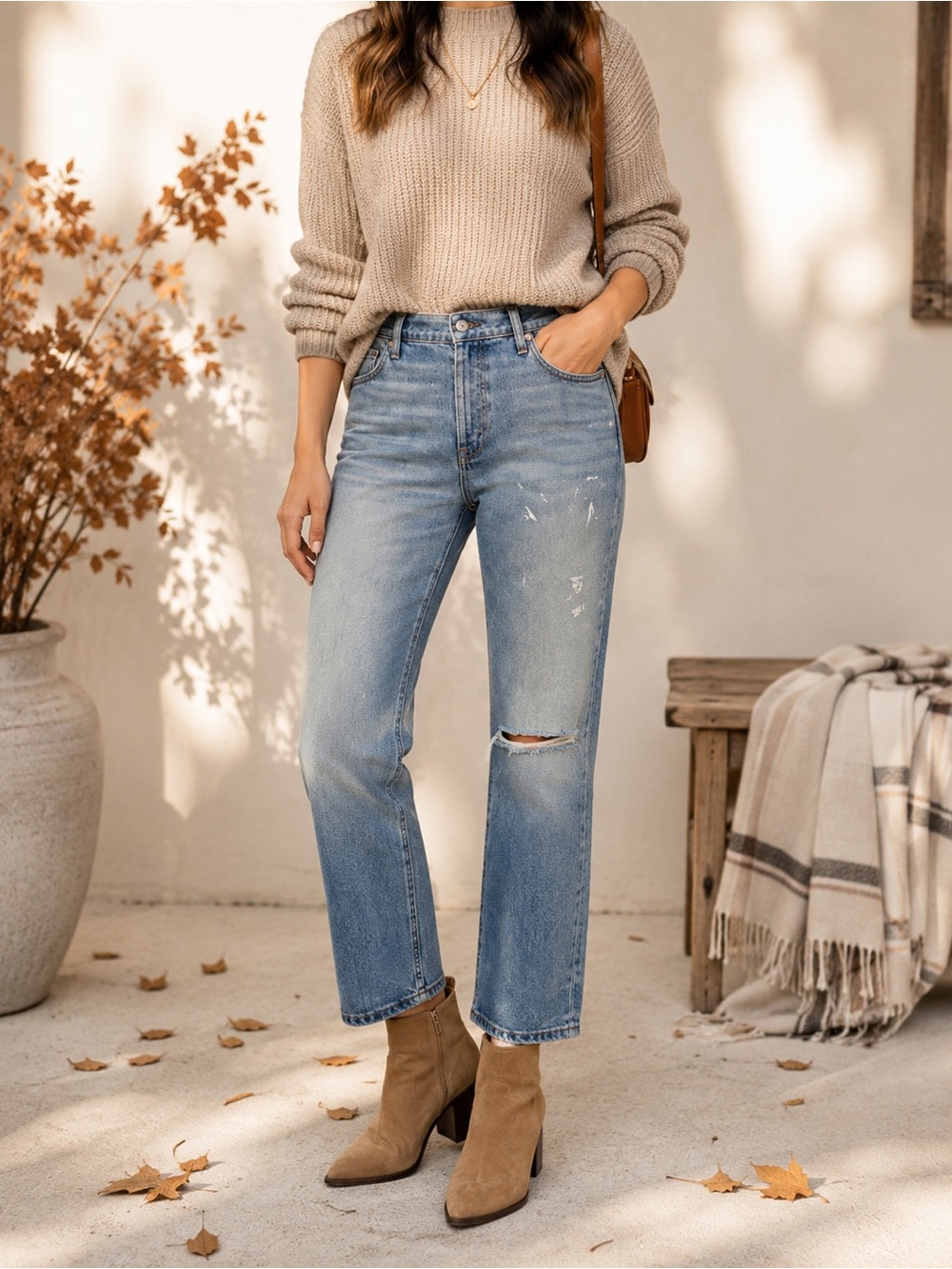ASKK NY State Street High Rise Straight Crop Jeans Size 31 NWT